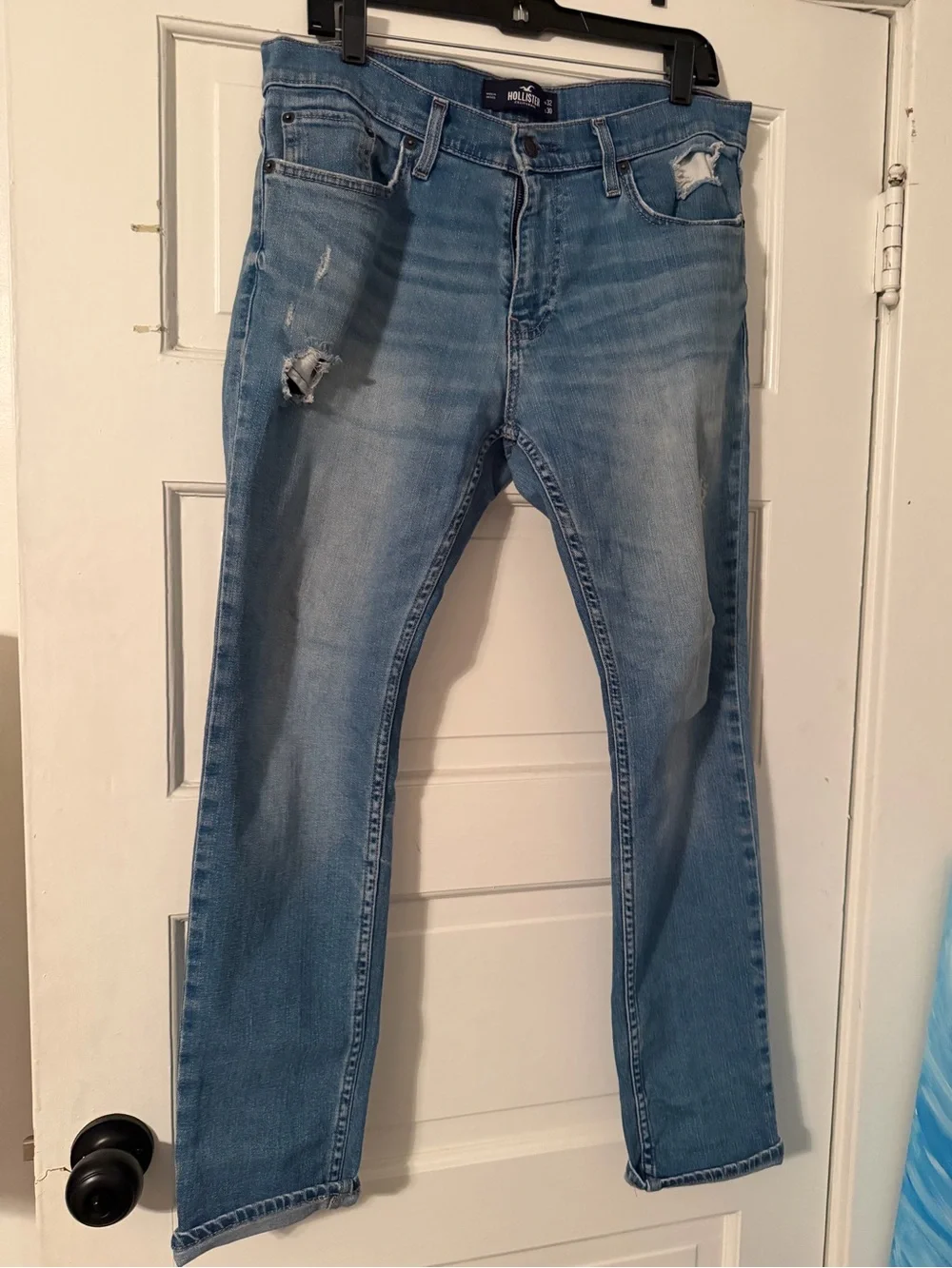 Hollister Light Blue Distressed Straight Jeans